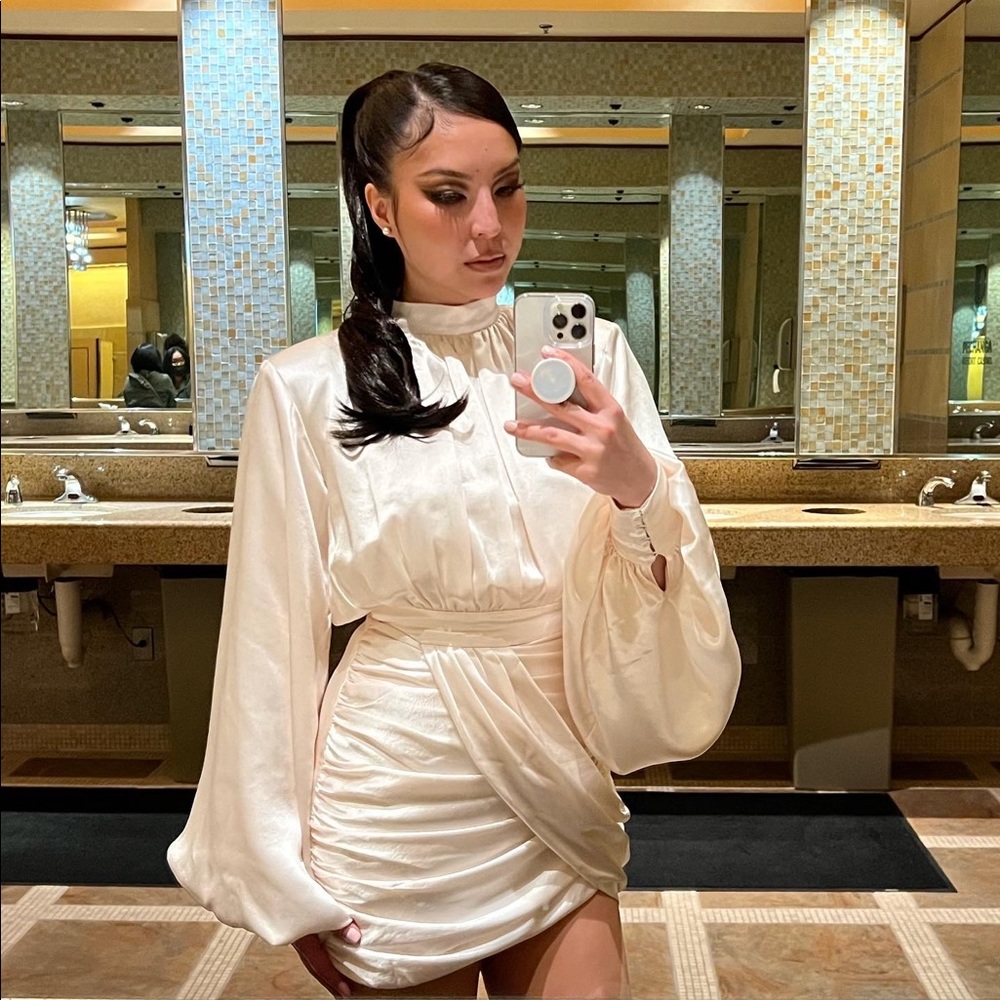 HOUSE of CB LONDON WHITE SATIN DRESS